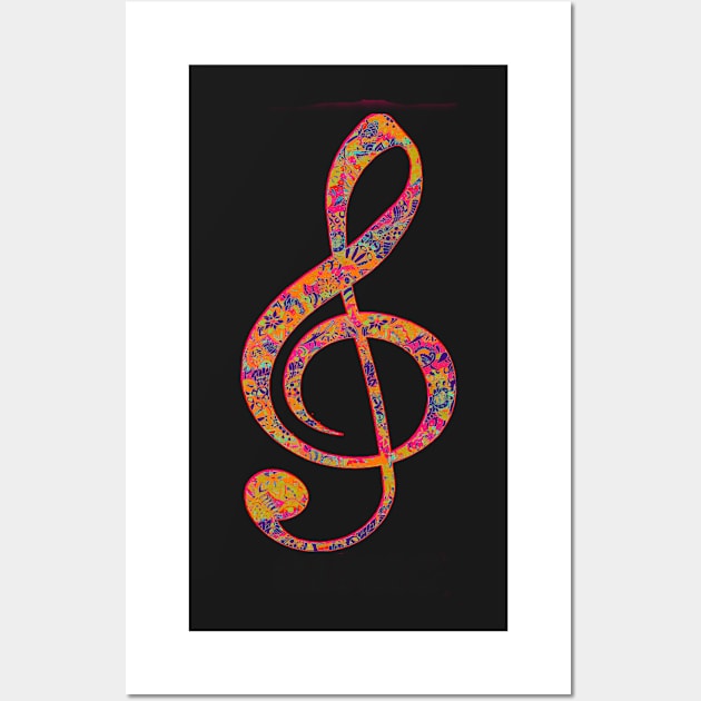 Psychedelic Music note 4 Wall Art by indusdreaming